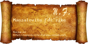 Maszalovits Füzike névjegykártya